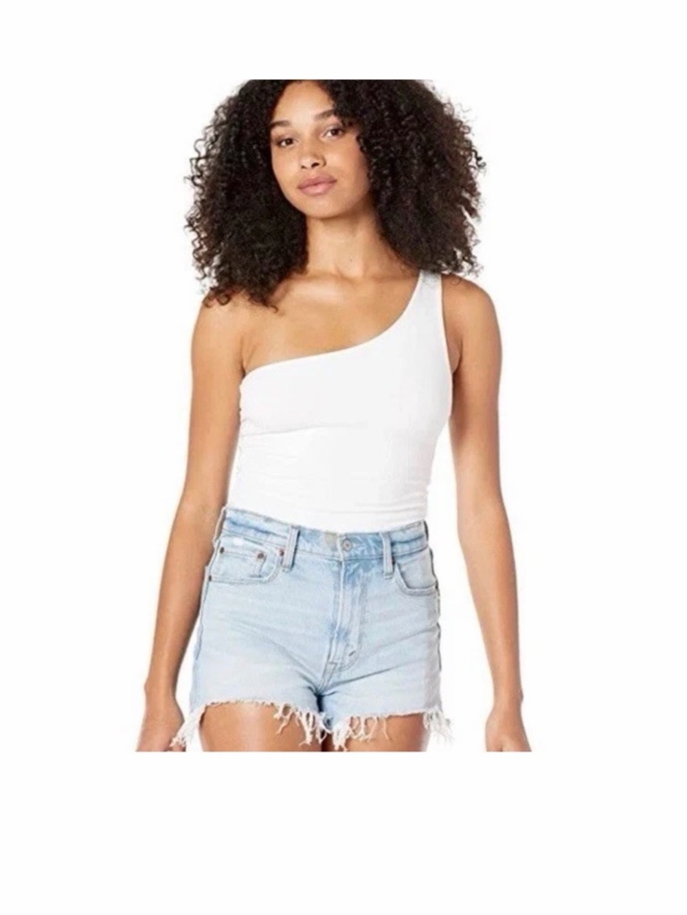 Abercrombie & Fitch Women's Soft A&F Collection One-Shoulder White Tank